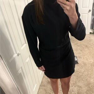 H&M Black Long Sleeve Mock Neck Sheath Dress